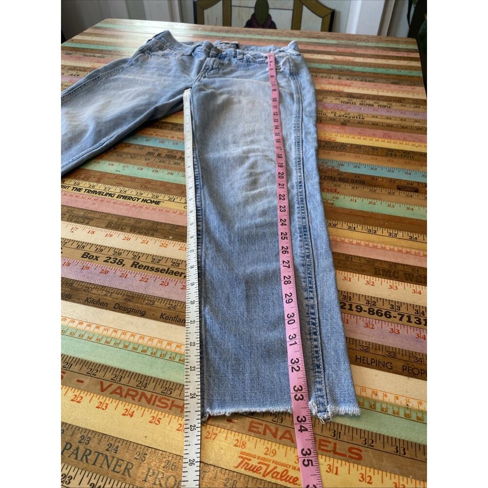 Hollister Size 5 Jean W27 Mid Rise Classic Denim Straight Distressed Light Wash - Picture 8 of 11